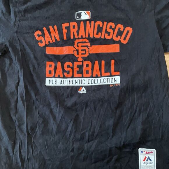 Majestic MLB San Francisco Giants T-Shirt Black Mens XL Triple Peak - Picture 4 of 6